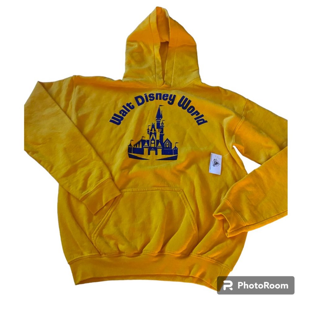 Disney NWT Adult 50th Anniversary Vault‎ Collection Yellow Hooded Sweatshirt XS
